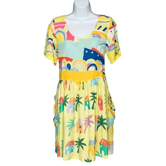 Vintage Jams World Short Sleeve Dress Port/Resort Tropical Vacation Size Small - Picture 2 of 10